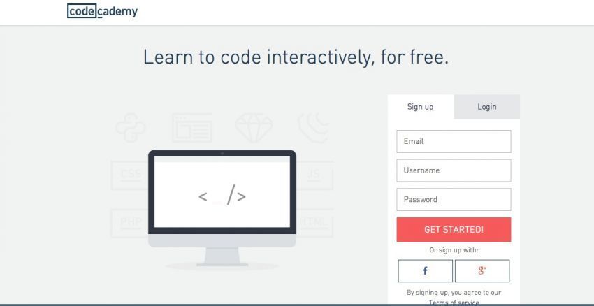 Tampilan Code Academy