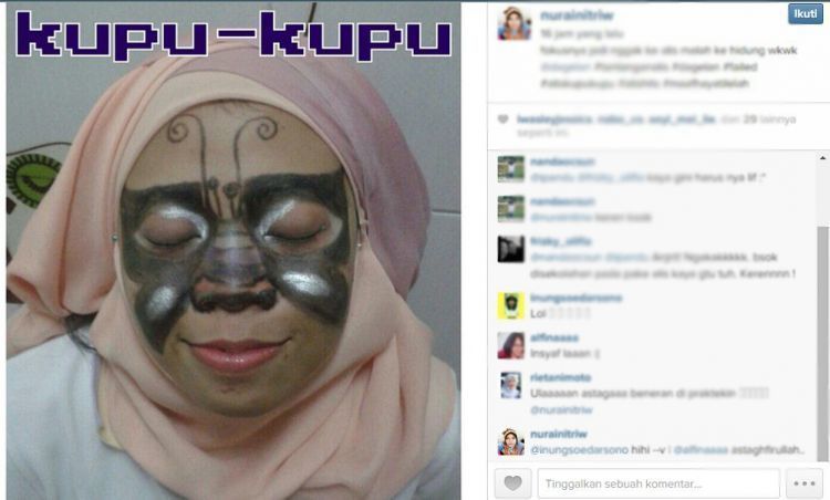 alisnya sampai berbentuk kupu-kupu