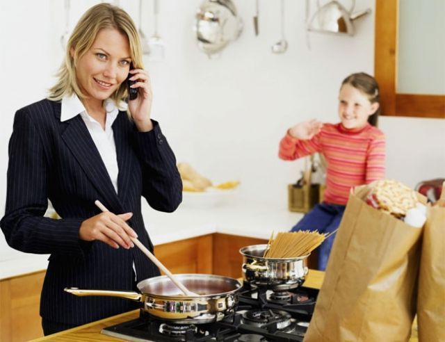 Mom Work in Kitchen