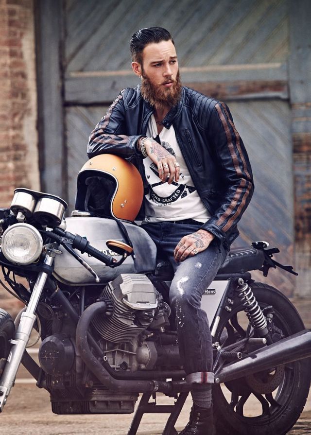 Men with motorcycle