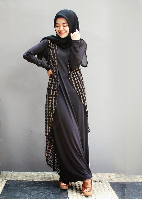 maxi dress, long vest kotak-kotak