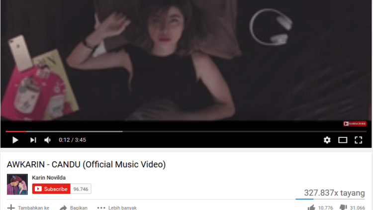 Lagu ‘Candu’ Awkarin Raih Jumlah Unlike Tiga Kali Lipat