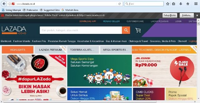 Tampilan Beranda Lazada