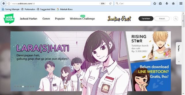 Tampilan Beranda Line Webtoon