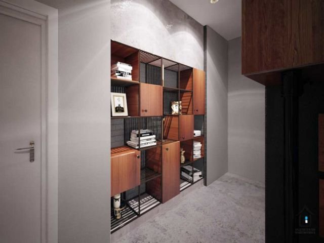 Dinding rumah yang instagramable dengan frameless cabinet di Kemurnian House karya Aru Interior