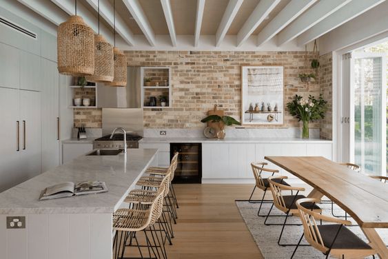 Kitchen Mix-Material Kayu dan Batu