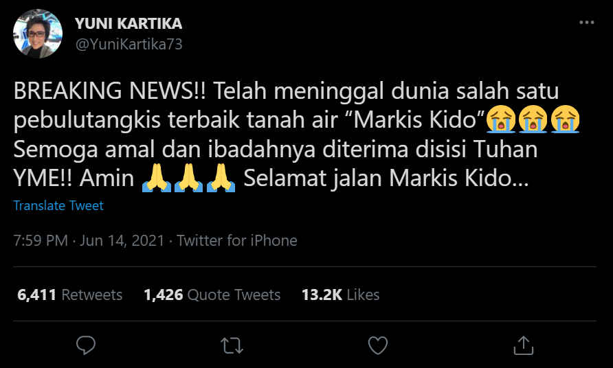 cuitan twitter yang di sampaikan oleh mantan humas PBSI, Yuni Kartika